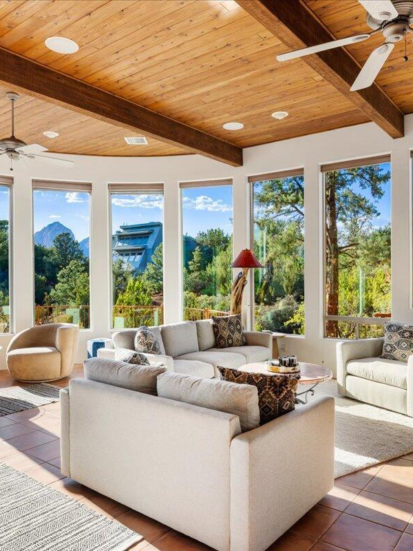 Spacious Sedona living room with Red Rock views and open-concept design